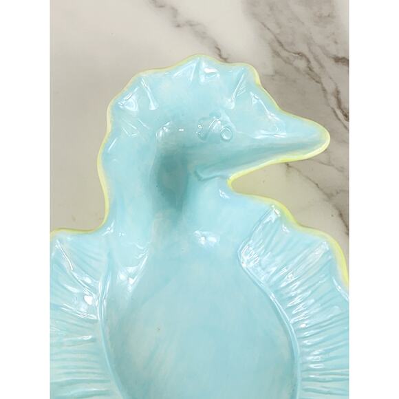 Seahorse Shaped Tray Kate Williams Turquoise 10" Ceramic Glazed 90s Vintage - Picture 2 of 15